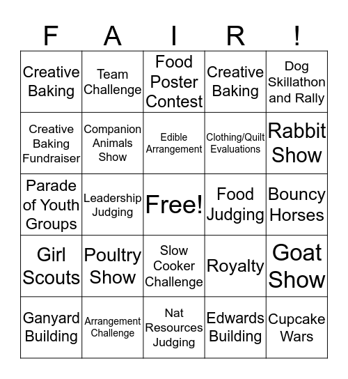 Fair Bingo Card