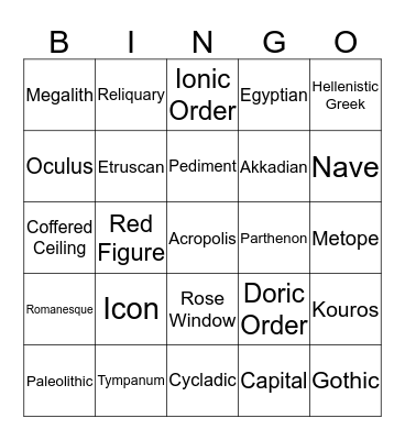 Art Bingo Card