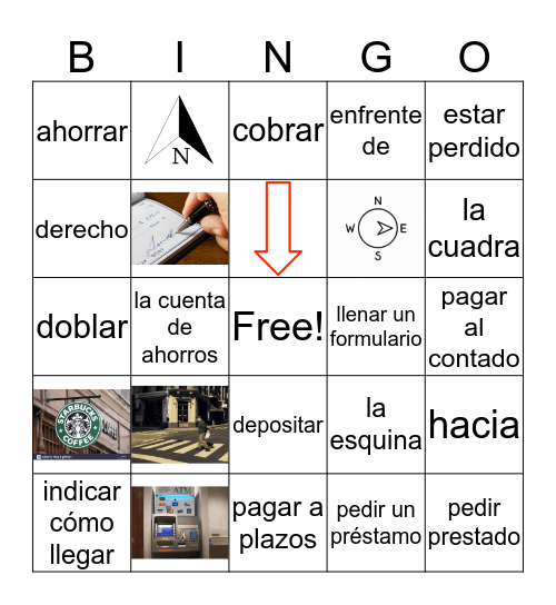 En el banco y cómo llegar Bingo Card