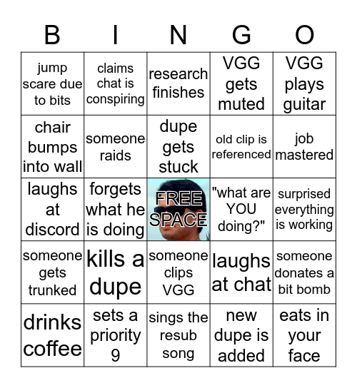 VGG Bingo: ONI Bingo Card