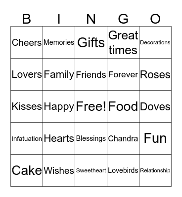 Celebration Bingo Card