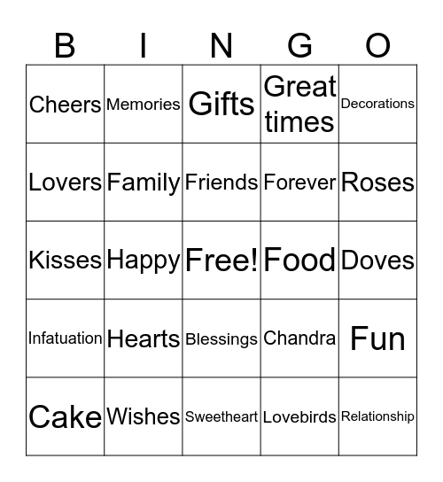 Celebration Bingo Card
