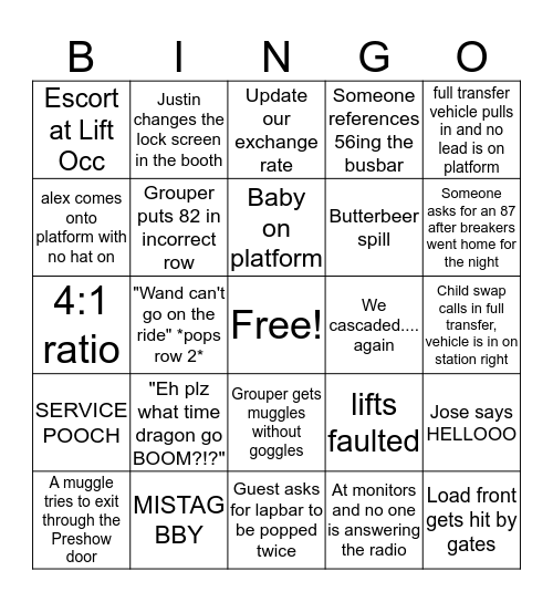 Grin GOT 'EM Bingo Card