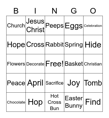 Easter Bingo - Go-Eigo Mission School Naha Class Bingo Card