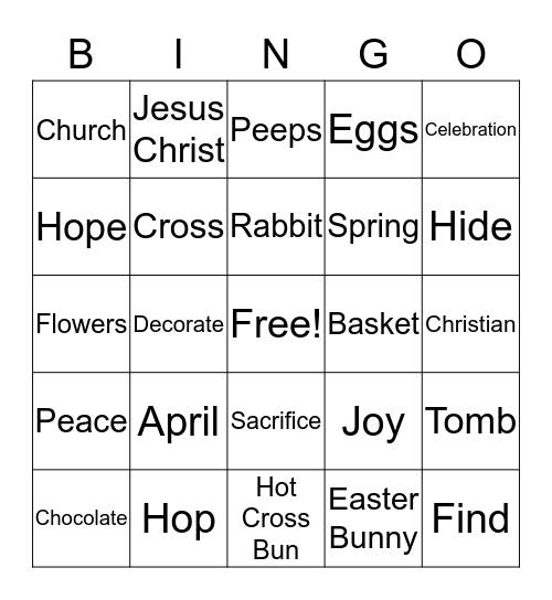 Easter Bingo - Go-Eigo Mission School Naha Class Bingo Card