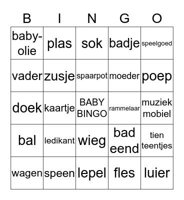 Baby-bingo! Bingo Card