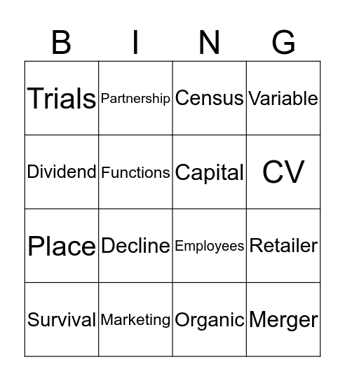 BUSINESS Bingo Card