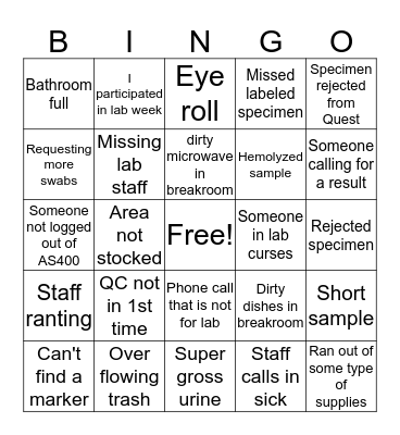 Lab Week 2019 Bingo Card
