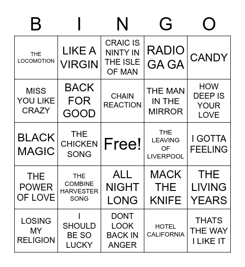 JONES MIX Bingo Card