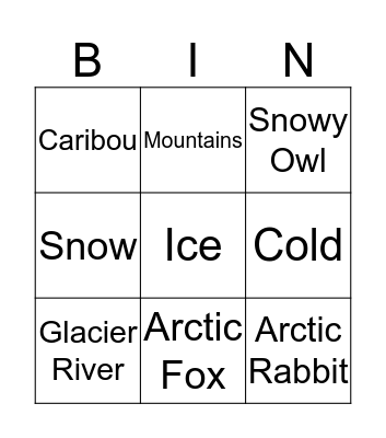 The Tundra Bingo Card