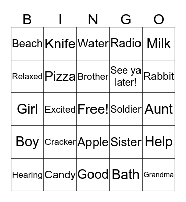 ASL Review- 4th Q, Test 1 Bingo Card