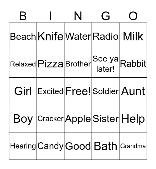 ASL Review- 4th Q, Test 1 Bingo Card