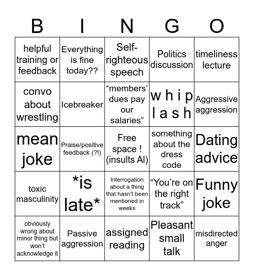 Morning Meeting Bingo Card