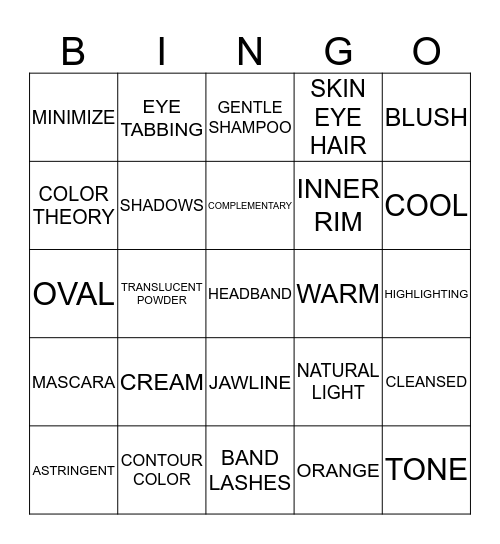 FACIAL MAKEUP Bingo Card