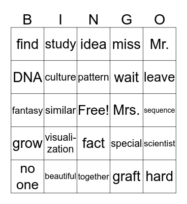 Unit 1 Bingo! Bingo Card