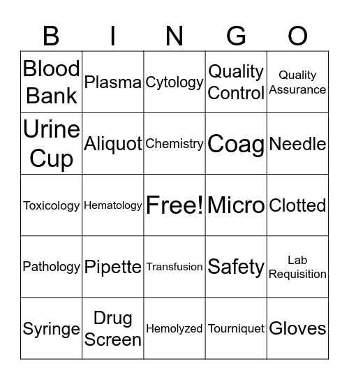 Lab Bingo  Bingo Card