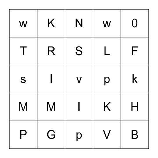 ALPHABET BINGO Card