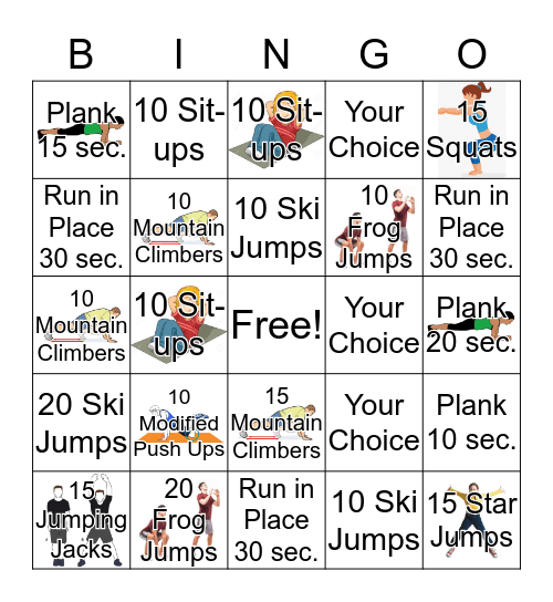 Fitness Bingo Card