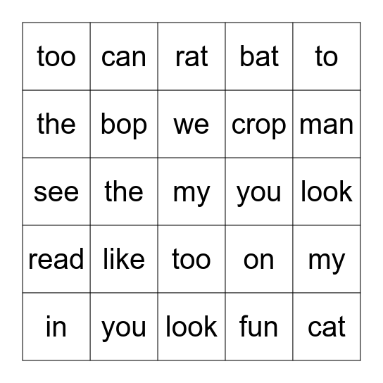 SIGHT WORDS Bingo Card