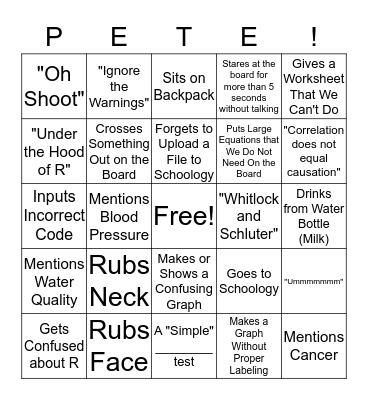 Biostats Bingo Card