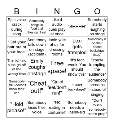 Tech Week Bingo Card