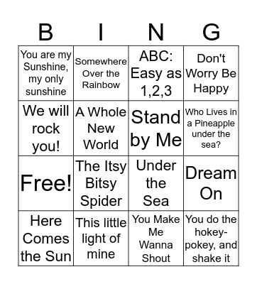 Music Bingo Card