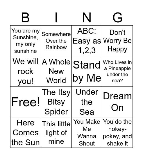 Music Bingo Card