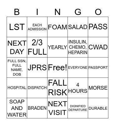 BOOTCAMP Bingo Card
