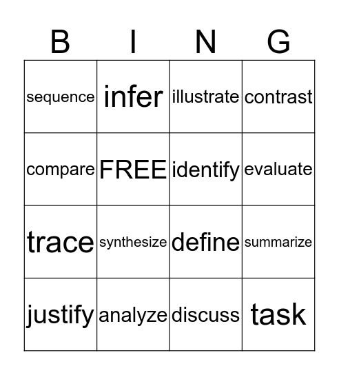 LEAP Test Vocabulary Bingo Card