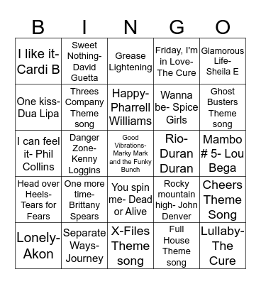 Musical Bingo Card