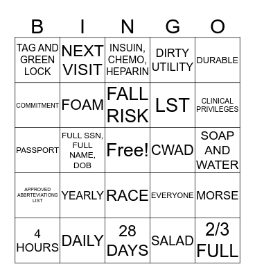 BOOTCAMP Bingo Card
