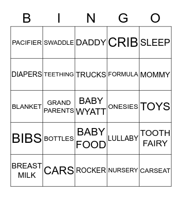 BABY BONOMI Bingo Card