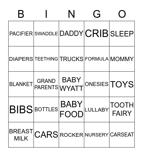 BABY BONOMI Bingo Card