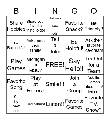 Friendship Bingo!!! Bingo Card