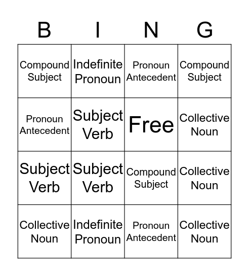 Agreement Bingo Card