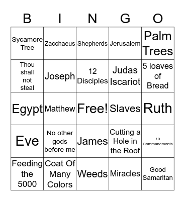 Bible Bingo Card