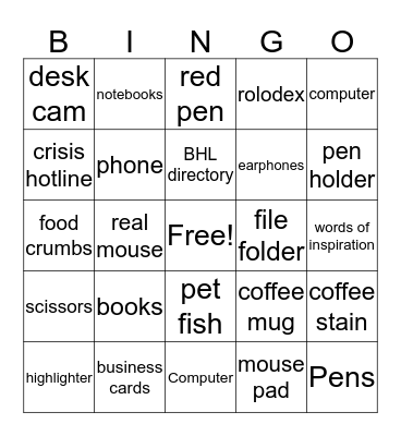 BHL Desk Bindo Bingo Card