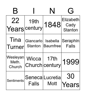 Women's Rights Bingo Card