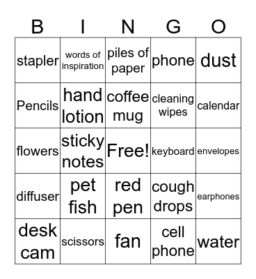 BHL Desk BINGO Card