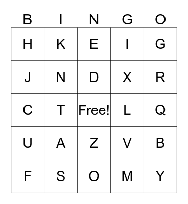Alphabet Bingo Card