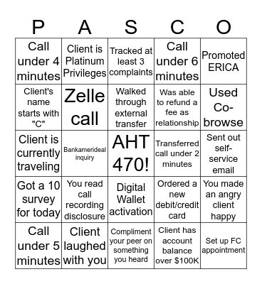 Pasco's Bingo Card