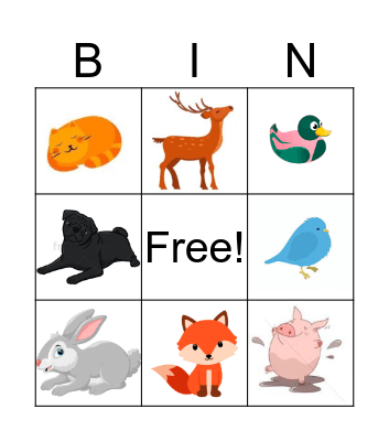Animal Bingo Card