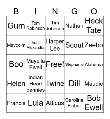 TKAM Bingo Card