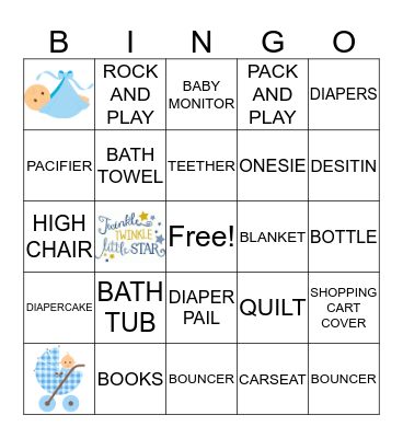 Baby Shower Bingo  Bingo Card