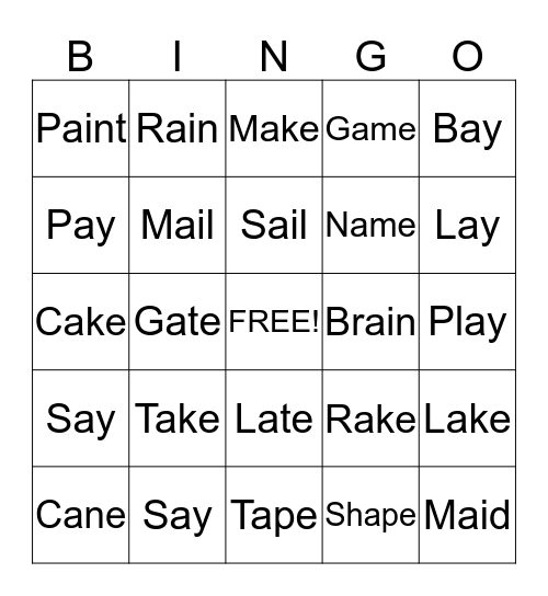 Phonics Bingo Card