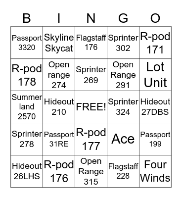 SHOW BINGO - HUNTINGTON Bingo Card