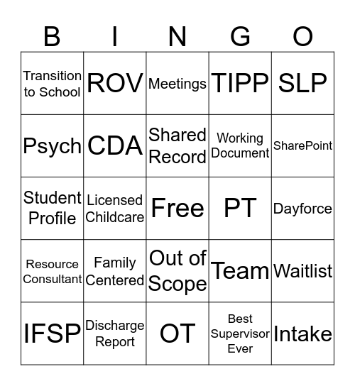 SCRCS Bingo Card