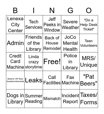 Staff Meeting Bingo Card