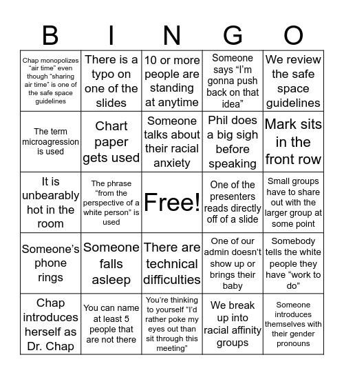 Let’s have some fun! Bingo Card