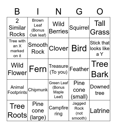 nature hunt bingo